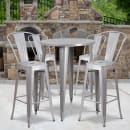 Flash Furniture CH-51090BH-4-30CAFE-SIL-GG 30" Square Bar Height Table w/ (4) Bar Stool Set - Silver Steel Top, Steel Base thumbnail 4