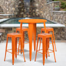 Flash Furniture CH-51090BH-4-30SQST-OR-GG 30" Square Bar Height Table w/ (4) Bar Stool Set - Orange Steel Top, Steel Base thumbnail 4