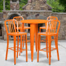 Flash Furniture CH-51090BH-4-30VRT-OR-GG 30" Square Bar Height Table w/ (4) Bar Stool Set - Orange Steel Top, Steel Base thumbnail 4