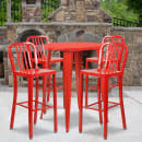 Flash Furniture CH-51090BH-4-30VRT-RED-GG 30" Square Bar Height Table w/ (4) Bar Stool Set - Red Steel Top, Steel Base thumbnail 4