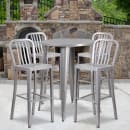 Flash Furniture CH-51090BH-4-30VRT-SIL-GG 30" Square Bar Height Table w/ (4) Bar Stool Set - Silver Steel Top, Steel Base thumbnail 4