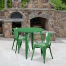 Flash Furniture CH-51090TH-2-18ARM-GN-GG 30" Round Table & (2) Arm Chair Set - Metal, Green thumbnail 4