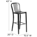 Flash Furniture CH-61200-30-BK-GG Bar Stool w/ Vertical Slat Back & Metal Seat, Black thumbnail 2