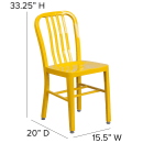 Flash Furniture CH-61200-18-YL-GG Chair w/ Vertical Slat Back - Steel, Yellow thumbnail 2