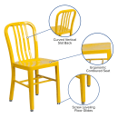 Flash Furniture CH-61200-18-YL-GG Chair w/ Vertical Slat Back - Steel, Yellow thumbnail 6