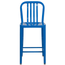 Flash Furniture CH-61200-24-BL-GG Counter Height Bar Stool w/ Vertical Slat Back & Metal Seat, Blue thumbnail 5