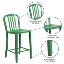 Flash Furniture CH-61200-24-GN-GG Counter Height Bar Stool w/ Vertical Slat Back & Metal Seat, Green thumbnail 6