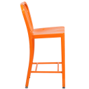 Flash Furniture CH-61200-24-OR-GG Counter Height Bar Stool w/ Vertical Slat Back & Metal Seat, Orange thumbnail 3