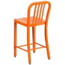 Flash Furniture CH-61200-24-OR-GG Counter Height Bar Stool w/ Vertical Slat Back & Metal Seat, Orange thumbnail 4