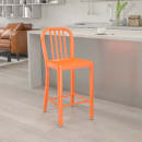 Flash Furniture CH-61200-24-OR-GG Counter Height Bar Stool w/ Vertical Slat Back & Metal Seat, Orange thumbnail 9