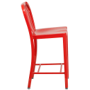 Flash Furniture CH-61200-24-RED-GG Counter Height Bar Stool w/ Vertical Slat Back & Metal Seat, Red thumbnail 3