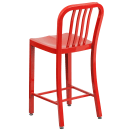 Flash Furniture CH-61200-24-RED-GG Counter Height Bar Stool w/ Vertical Slat Back & Metal Seat, Red thumbnail 4