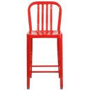 Flash Furniture CH-61200-24-RED-GG Counter Height Bar Stool w/ Vertical Slat Back & Metal Seat, Red thumbnail 5