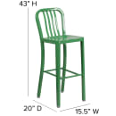 Flash Furniture CH-61200-30-GN-GG Bar Stool w/ Vertical Slat Back & Metal Seat, Green thumbnail 2