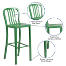 Flash Furniture CH-61200-30-GN-GG Bar Stool w/ Vertical Slat Back & Metal Seat, Green thumbnail 6