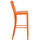 Flash Furniture CH-61200-30-OR-GG Bar Stool w/ Vertical Slat Back & Metal Seat, Orange thumbnail 3