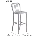 Flash Furniture CH-61200-30-SIL-GG Bar Stool w/ Vertical Slat Back & Metal Seat, Silver thumbnail 2