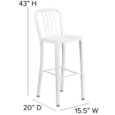 Flash Furniture CH-61200-30-WH-GG Bar Stool w/ Vertical Slat Back & Metal Seat, White thumbnail 2