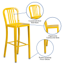 Flash Furniture CH-61200-30-YL-GG Bar Stool w/ Vertical Slat Back & Metal Seat, Yellow thumbnail 6
