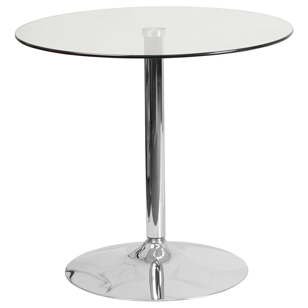 Flash Furniture CH-7-GG 31 1/2" Round Dining Height Table w/ Glass Top - Chrome Base