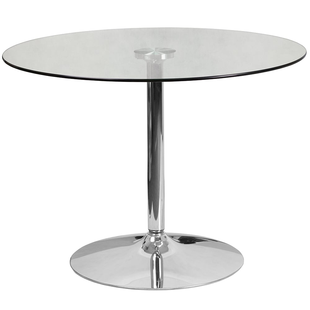 Flash Furniture CH-8-GG 39 1/4" Round Dining Height Table w/ Glass Top - Chrome Base