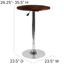 Flash Furniture CH-9-GG 23 1/2" Round Bar Height Table - Walnut Wood Swivel Top, Chrome Base thumbnail 2