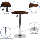 Flash Furniture CH-9-GG 23 1/2" Round Bar Height Table - Walnut Wood Swivel Top, Chrome Base thumbnail 3