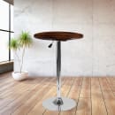 Flash Furniture CH-9-GG 23 1/2" Round Bar Height Table - Walnut Wood Swivel Top, Chrome Base thumbnail 6