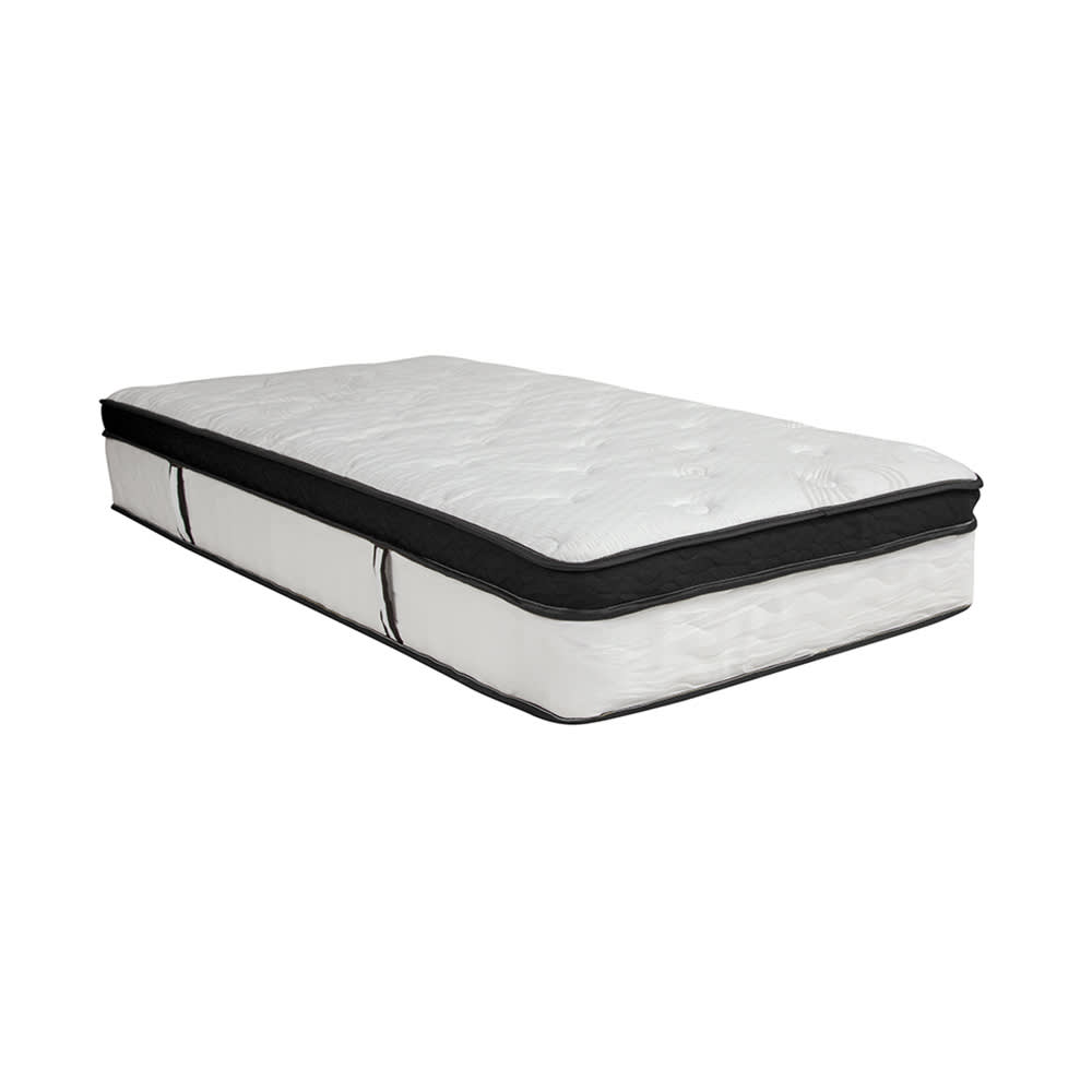 Flash Furniture CL-BT33PM-R12M-T-GG Twin Size Spring Mattress w/ Memory Foam Padding - 12"H, White