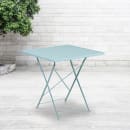 Flash Furniture CO-1-SKY-GG 28" Square Folding Patio Table w/ Rain Flower Design Top - Steel, Sky Blue thumbnail 2