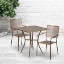 Flash Furniture CO-28SQ-02CHR2-GD-GG 28" Square Patio Table & (2) Square Back Arm Chair Set - Steel, Gold thumbnail 4