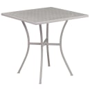 Flash Furniture CO-28SQ-02CHR2-SIL-GG 28" Square Patio Table & (2) Square Back Arm Chair Set - Steel, Light Gray thumbnail 2