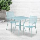 Flash Furniture CO-28SQ-02CHR2-SKY-GG 28" Square Patio Table & (2) Square Back Arm Chair Set - Steel, Sky Blue thumbnail 4