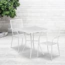 Flash Furniture CO-28SQ-02CHR2-WH-GG 28" Square Patio Table & (2) Square Back Arm Chair Set - Steel, White thumbnail 4