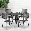 Flash Furniture CO-28SQ-02CHR4-BK-GG 28" Square Patio Table & (4) Square Back Arm Chair Set - Steel, Black thumbnail 4