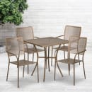 Flash Furniture CO-28SQ-02CHR4-GD-GG 28" Square Patio Table & (4) Square Back Arm Chair Set - Steel, Gold thumbnail 4