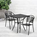 Flash Furniture CO-28SQ-03CHR2-BK-GG 28" Square Patio Table & (2) Round Back Arm Chair Set - Steel, Black thumbnail 4