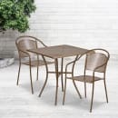 Flash Furniture CO-28SQ-03CHR2-GD-GG 28" Square Patio Table & (2) Round Back Arm Chair Set - Steel, Gold thumbnail 4