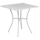 Flash Furniture CO-28SQ-03CHR2-WH-GG 28" Square Patio Table & (2) Round Back Arm Chair Set - Steel, White thumbnail 2