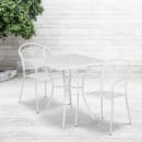 Flash Furniture CO-28SQ-03CHR2-WH-GG 28" Square Patio Table & (2) Round Back Arm Chair Set - Steel, White thumbnail 4