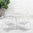 Flash Furniture CO-28SQ-03CHR4-WH-GG 28" Square Patio Table & (4) Round Back Arm Chair Set - Steel, White thumbnail 4