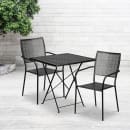 Flash Furniture CO-28SQF-02CHR2-BK-GG 28" Square Folding Patio Table & (2) Square Back Arm Chair Set - Steel, Black thumbnail 4