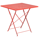 Flash Furniture CO-28SQF-02CHR2-RED-GG 28" Square Folding Patio Table & (2) Square Back Arm Chair Set - Steel, Coral thumbnail 2