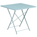 Flash Furniture CO-28SQF-02CHR2-SKY-GG 28" Square Folding Patio Table & (2) Square Back Arm Chair Set - Steel, Sky Blue thumbnail 2