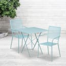 Flash Furniture CO-28SQF-02CHR2-SKY-GG 28" Square Folding Patio Table & (2) Square Back Arm Chair Set - Steel, Sky Blue thumbnail 4