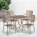 Flash Furniture CO-28SQF-02CHR4-GD-GG 28" Square Folding Patio Table & (4) Square Back Arm Chair Set - Steel, Gold thumbnail 4