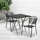 Flash Furniture CO-28SQF-03CHR2-BK-GG 28" Square Folding Patio Table & (2) Round Back Arm Chair Set - Steel, Black thumbnail 4