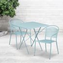 Flash Furniture CO-28SQF-03CHR2-SKY-GG 28" Square Folding Patio Table & (2) Round Back Arm Chair Set - Steel, Sky Blue thumbnail 4