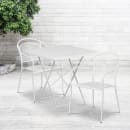 Flash Furniture CO-28SQF-03CHR2-WH-GG 28" Square Folding Patio Table & (2) Round Back Arm Chair Set - Steel, White thumbnail 4