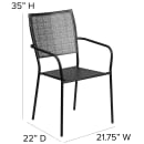 Flash Furniture CO-2-BK-GG Outdoor Stackable Armchair w/ Square Back - Steel, Black thumbnail 2